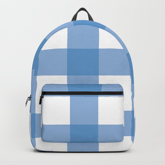 Blue And White Gingham Check Tartan Plaid Pattern Backpack