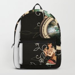 TIMELESS Backpack | Whimsicalfantasy, Vintageinspiredart, Popart, Victorianstyle, Timelesssurreal, Cloudysky, Popsurrealism, Floraldesign, Darkblackspace, Collage 