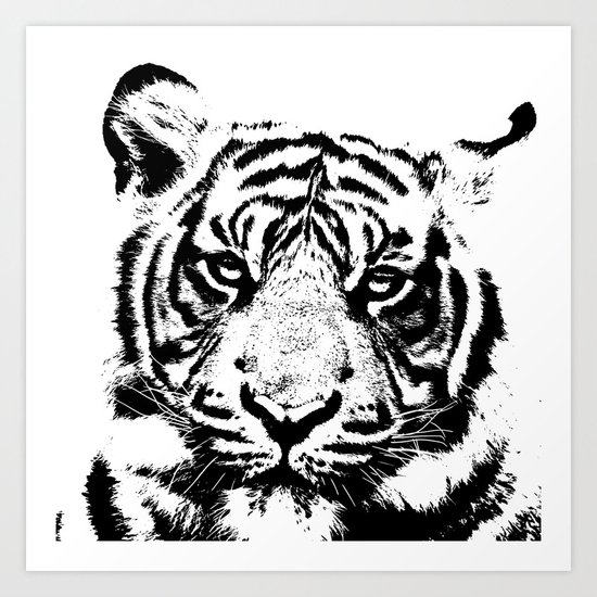 Black & White Tiger Art Print by olaholahola | Society6