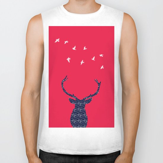 cerf bleu et rouge Biker Tank