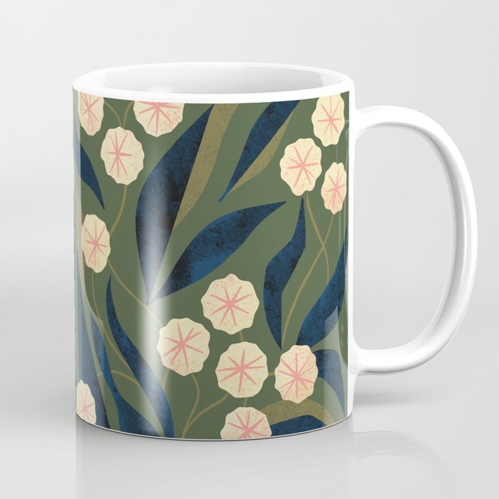 Green Floral Coffee Mug