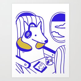 Dog on a plane Art Print
