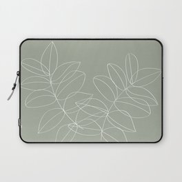 Boho Sage Green, Decor, Line Art, Botanical Leaves Laptop Sleeve