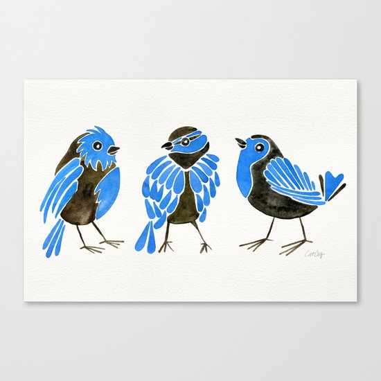 Blue Finches Canvas Print