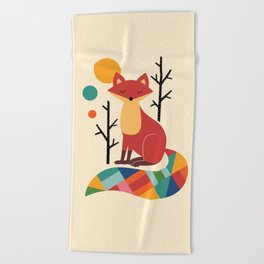 Rainbow Fox Beach Towel