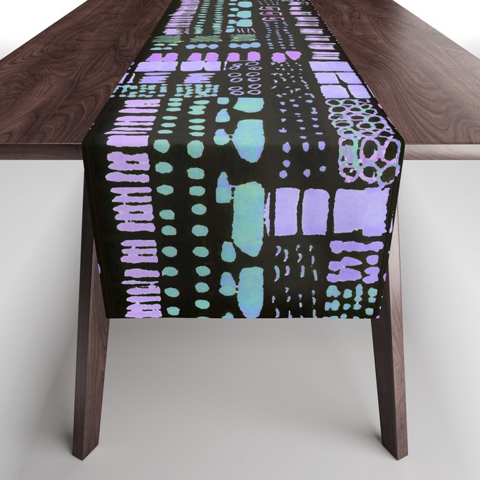 purple blue green ink marks hand-drawn collection Table Runner