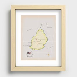 Illustrated map of Mauritius Recessed Framed Print