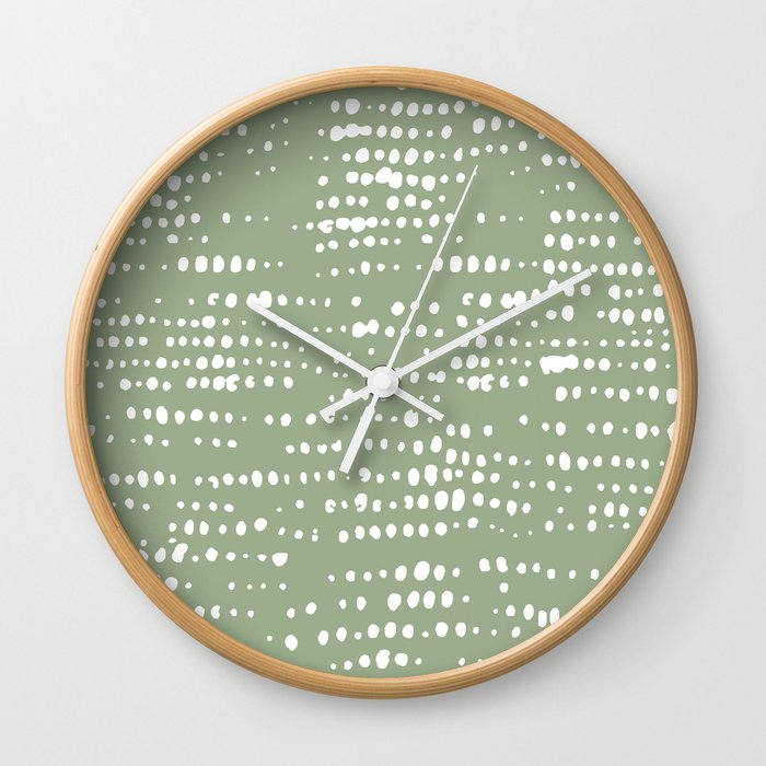 Abstract Spotted Pattern in Sage Green Wall Clock