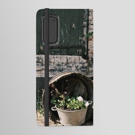 Street with flowers in a wine barrel | Elburg, The Netherlands | Street & Travel Photography | Fine Art Photo Print Android Wallet Case
