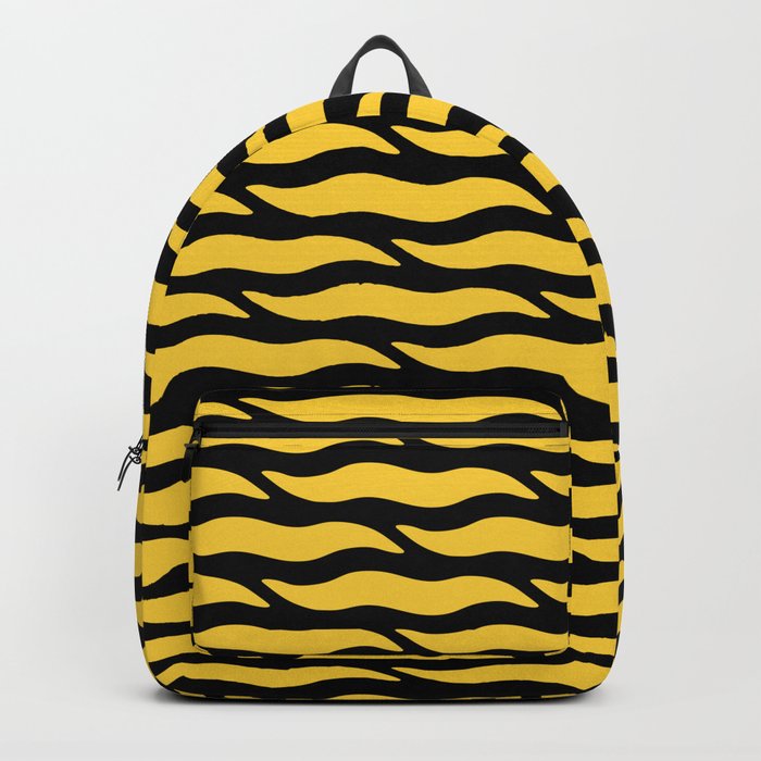 Tiger Wild Animal Print Pattern 343 Black and Yellow Backpack