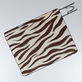 Elegant Earthy Zebra Animal Print Boho Picnic Blanket