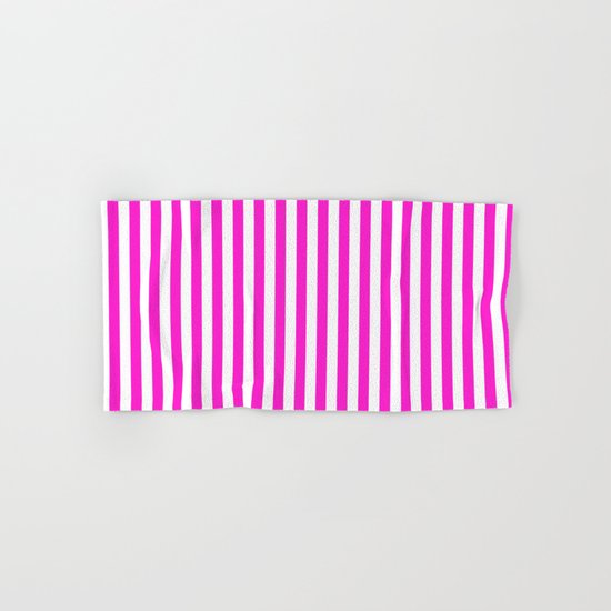 Vertical Stripes (Hot Magenta/White) Hand & Bath Towel