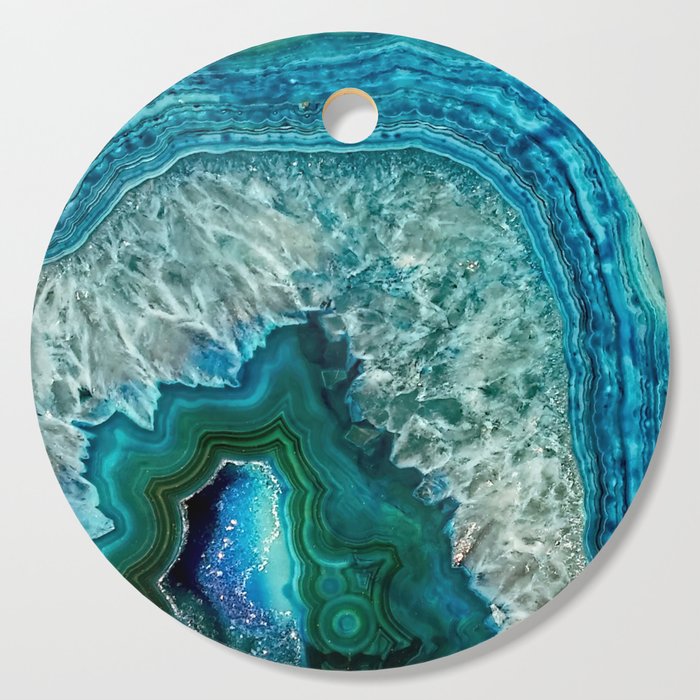 Aqua turquoise agate mineral gem stone Cutting Board by UtART