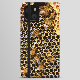 swarm of bees on honeycomb iPhone Wallet Case