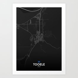 Tooele, Utah, United States - Dark City Map Art Print