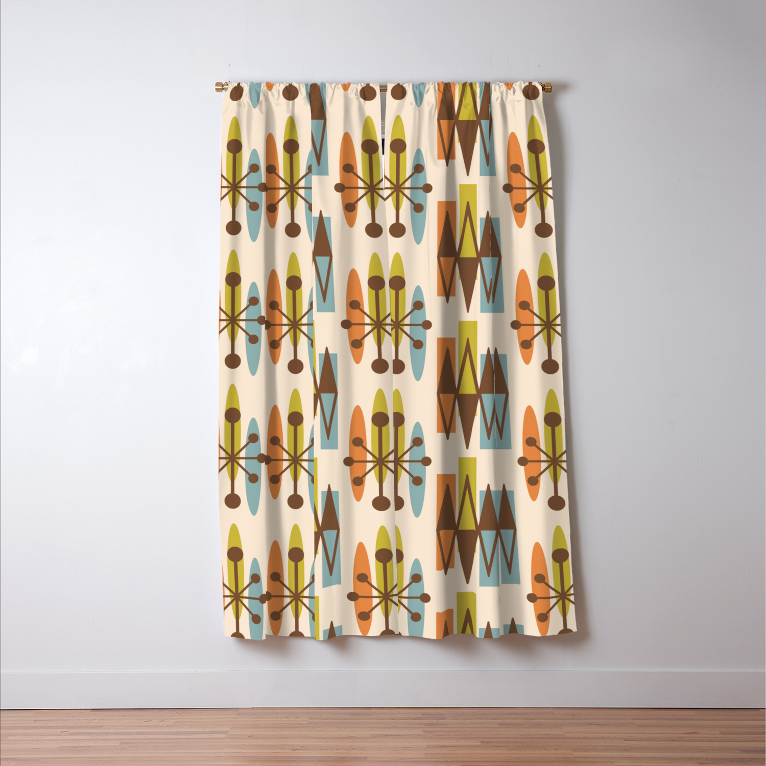 Mid Century Modern Atomic Triangles 334 Blackout Curtain By