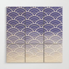 Very Peri Ombre Japanese Waves Pattern (Pantone Very Peri) Wood Wall Art