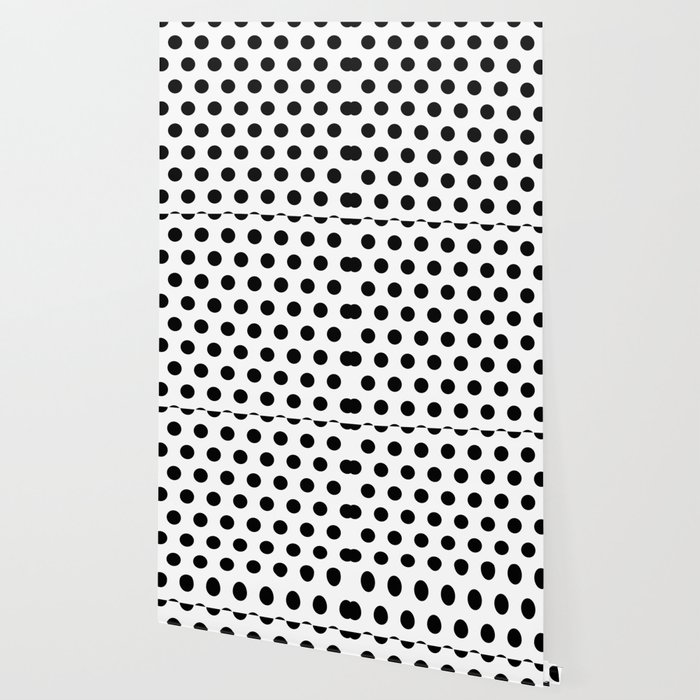 White Black Polka Dots Wallpaper