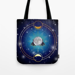 Witchcraft ritual with full moon waxing and waning moon phases Tote Bag