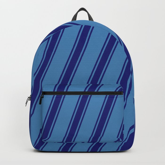 Blue and Midnight Blue Colored Stripes Pattern Backpack