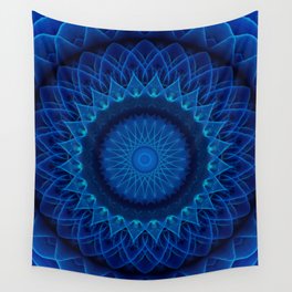 Mandala in dark and light blue tones Wall Tapestry