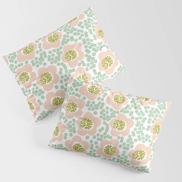 Abstract Flowers and Dots  Pillow Sham