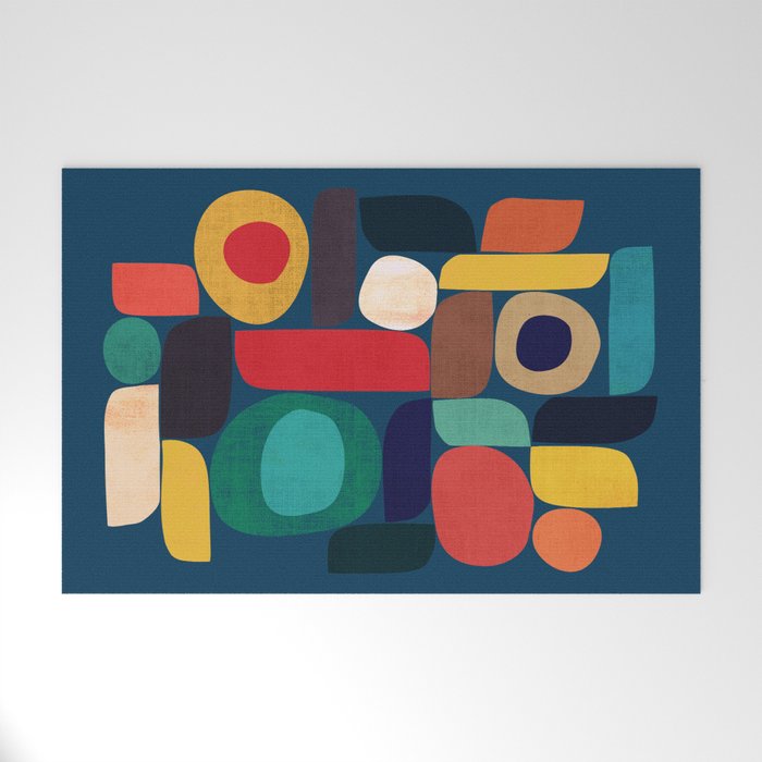 Miles and miles Welcome Mat | Painting, Digital, Pattern, Geometric, Vintage, Retro, Mid-century, Abstract, Colorful, Shapes