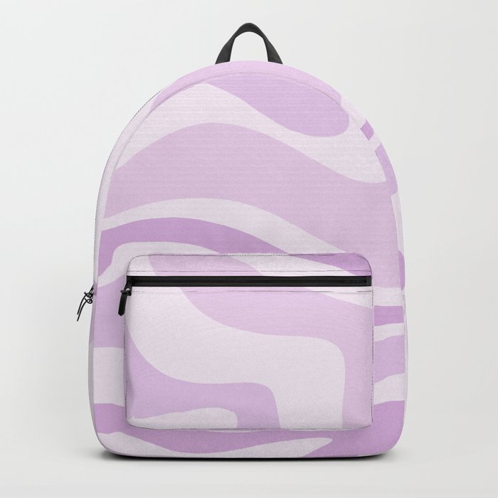 Modern Retro Liquid Swirl Abstract in Light Lilac Backpack