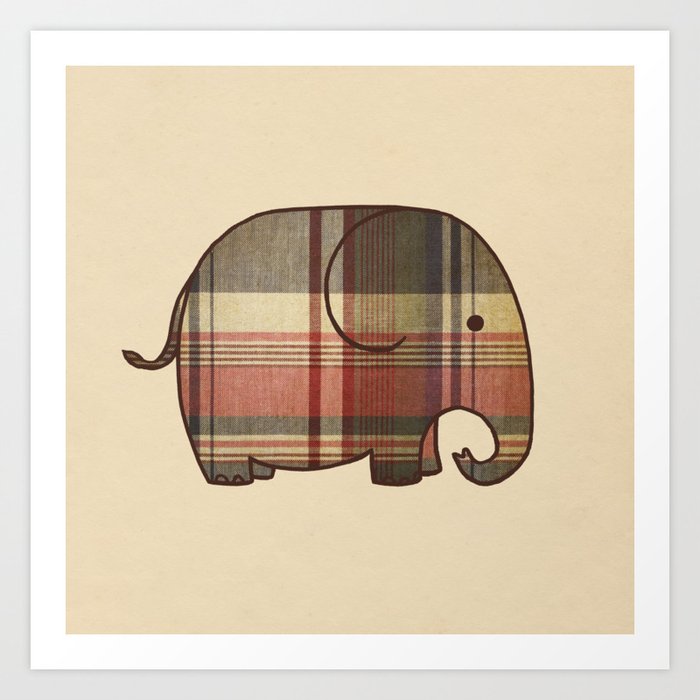 Plaid Elephant Art Print