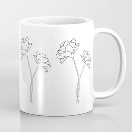 Minimal Flower Stems Coffee Mug | Rosewall Prints, Ink Pen, Minimal, Modern, Black And White, Stems, Line Drawing, Flowers, Clean, Girly 
