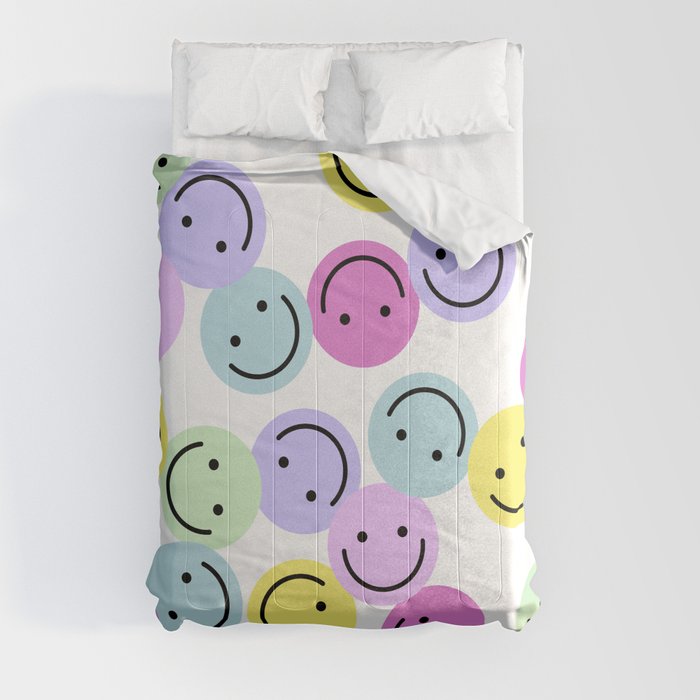 Bright neon smiley design  Comforter