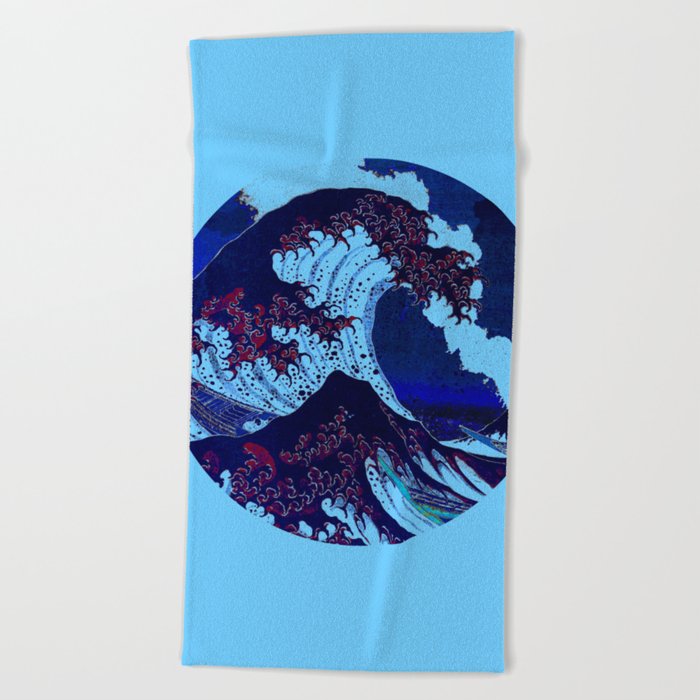 Great Wave Off Kanagawa Volcano Beach Towel by Photography by Anthony