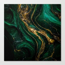 vibrant and luxurious green and gold marble Canvas Print