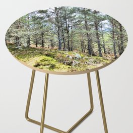 Scottish Highlands Forest Nature View in I Art Side Table