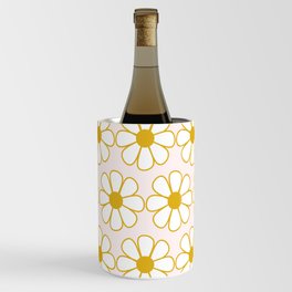 Cheerful Retro Daisy Pattern in Mustard and Pale Pink Wine Chiller