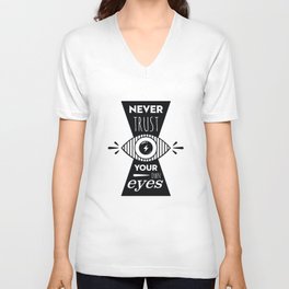 Graphic Poster - Never Trust your own eyes - Quatreplusquatre revisits Obey® V Neck T Shirt