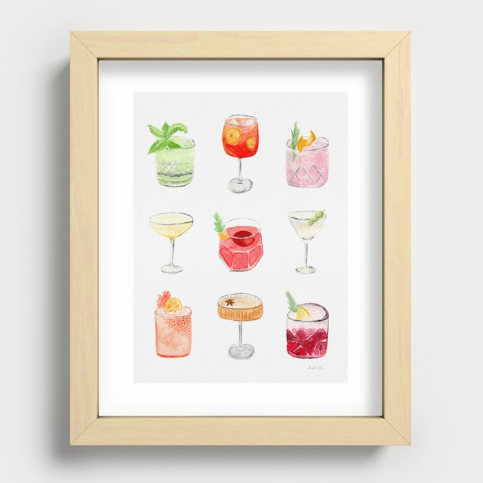 Happy Hour Cocktails Recessed Framed Print