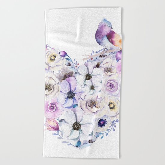 Heart Bouquet flowers #2 Beach Towel
