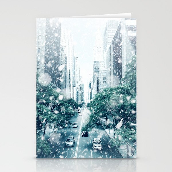 New York City Snowing Blizzard Photo Big Apple Streets Stationery Cards