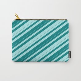 [ Thumbnail: Teal & Turquoise Colored Lines/Stripes Pattern Carry-All Pouch ]