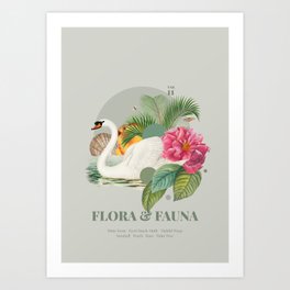 Flora and Fauna with Swan Art Print