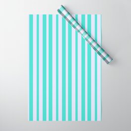 [ Thumbnail: Turquoise and Lavender Colored Stripes/Lines Pattern Wrapping Paper ]