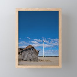 Windmill and barn, New and old Framed Mini Art Print
