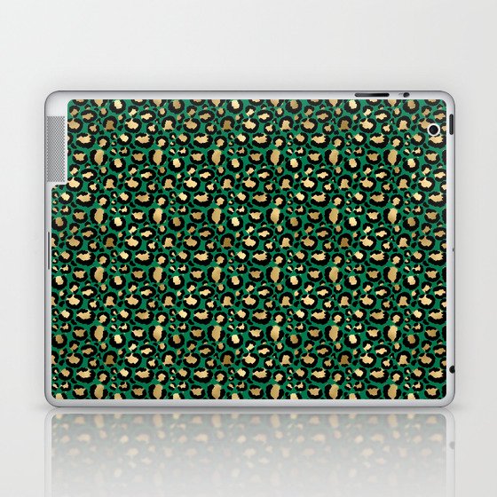 Green Gold Leopard Pattern Laptop & iPad Skin