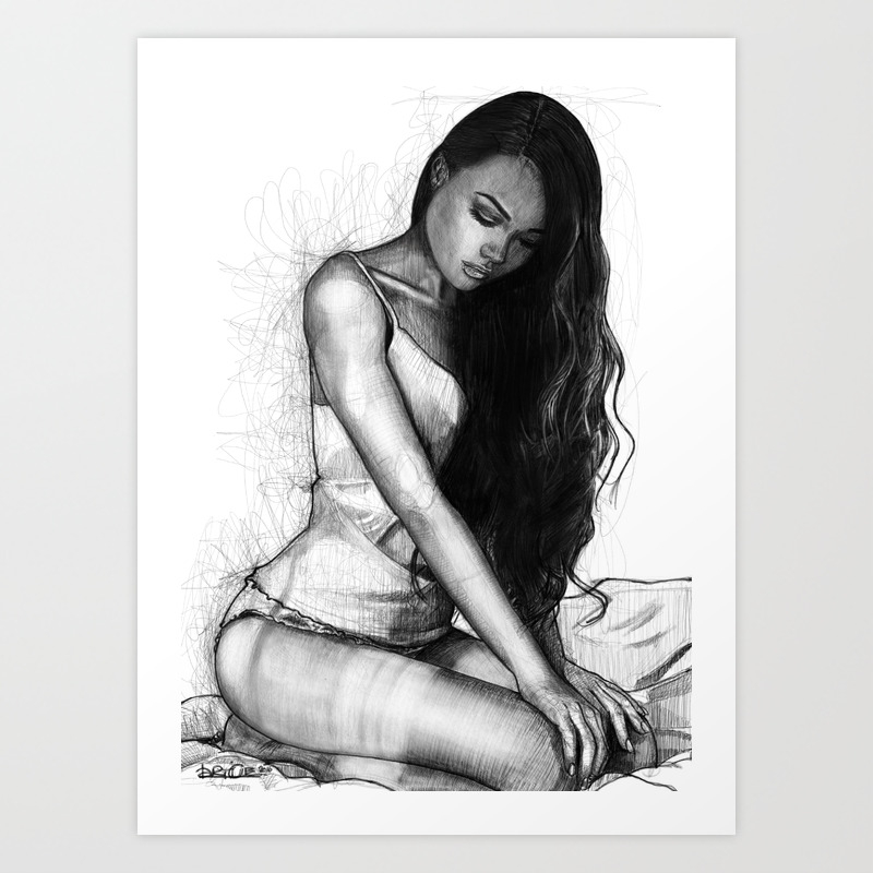 Natalie Danish - Kneeling Girl Art Print by davidoff | Society6