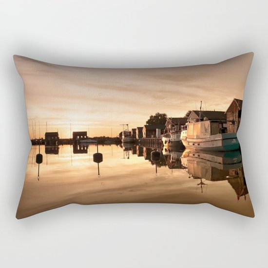 Beautiful Sunrise - harbour Beach Boat Ship Rectangular Pillow