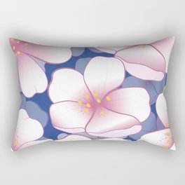 Falling White Sakura Cherry Blossom Pattern Classic Pink And Blue Rectangular Pillow