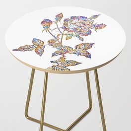 Floral Provence Rose Mosaic on White Side Table