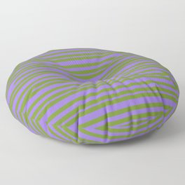 [ Thumbnail: Green and Purple Colored Lines Pattern Floor Pillow ]