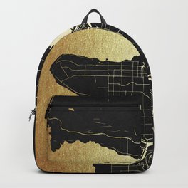 Vancouver Canada Black and Gold Map Backpack